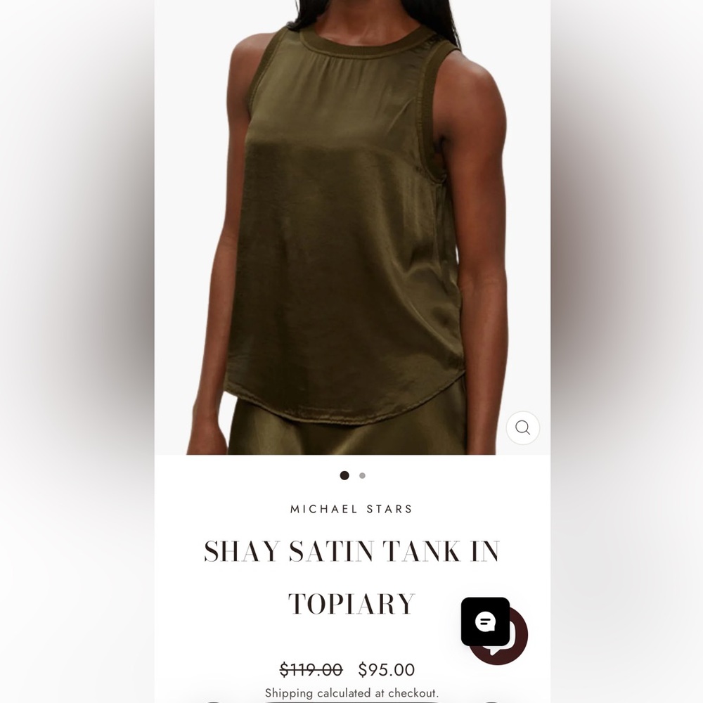 Michael Stars Olive Green Satin Tank